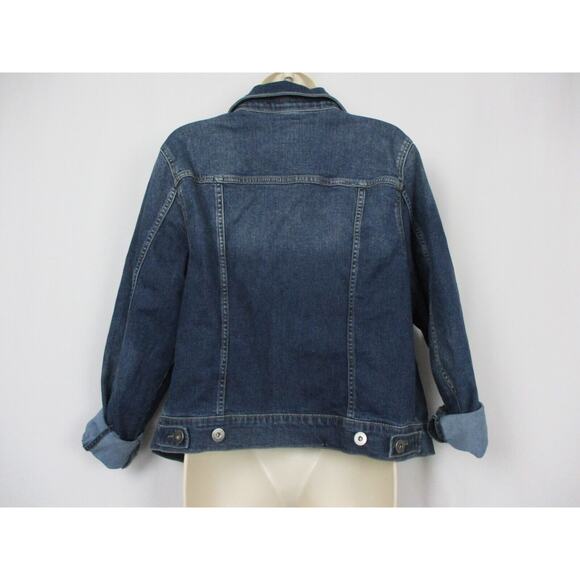 Torrid Denim Trucker Jacket 1 Blue Jean Dark Distress Wash Stretch 1X 14 16 NEW - Picture 5 of 15